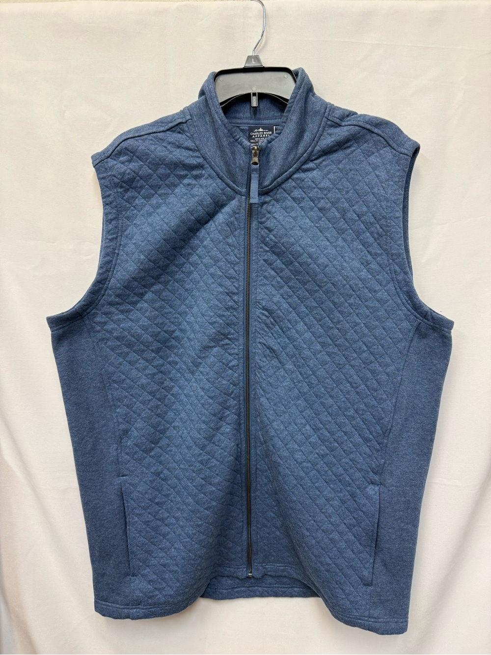 Charles River Apparel Men's Quilted Blue Full-Zip Vest